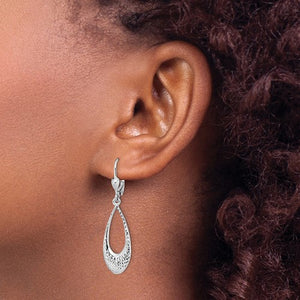 Leslie's 10K White Gold Polished Diamond Cut Leverback Earrings