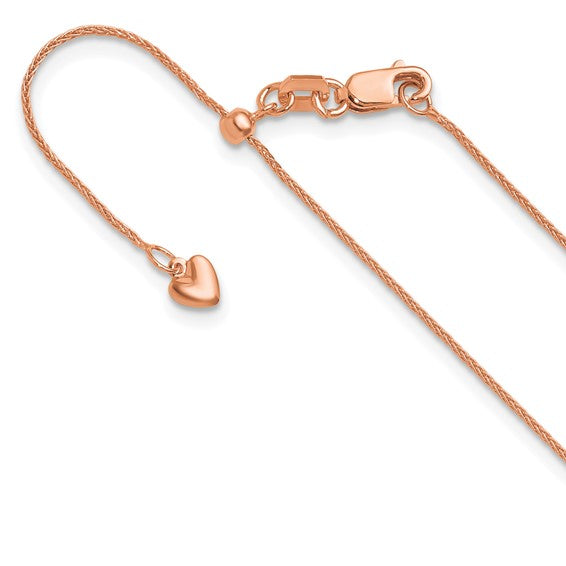 Leslie's 14kt Rose Gold Adjustable Wheat Chains - 1mm / Up to 30" Long