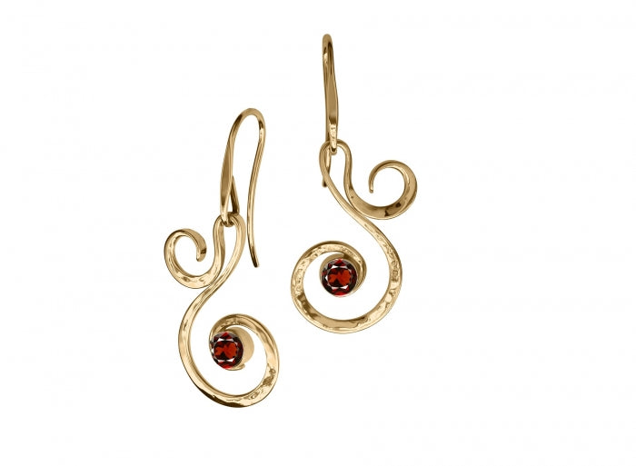 Ed Levin 14kt Gold Fiddlehead Gemstone Earrings