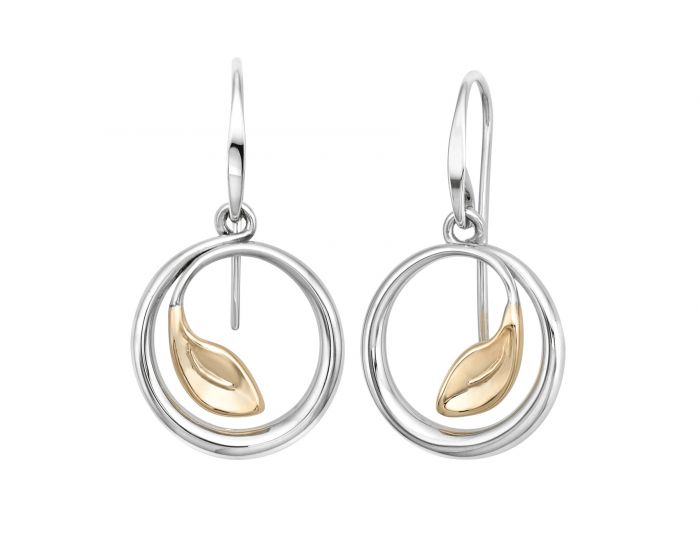 Ed Levin Be-Leaf Sterling Silver and 14kt Gold Earrings