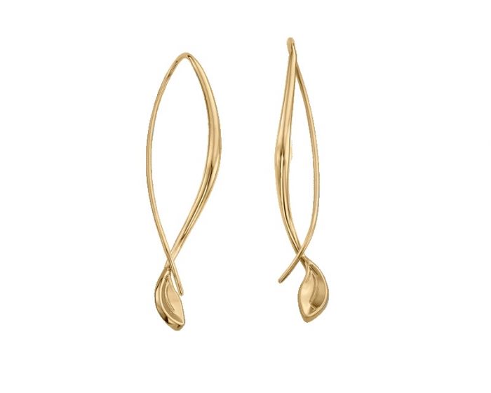 Ed Levin Be-Leaf 14kt Gold Drop Earrings