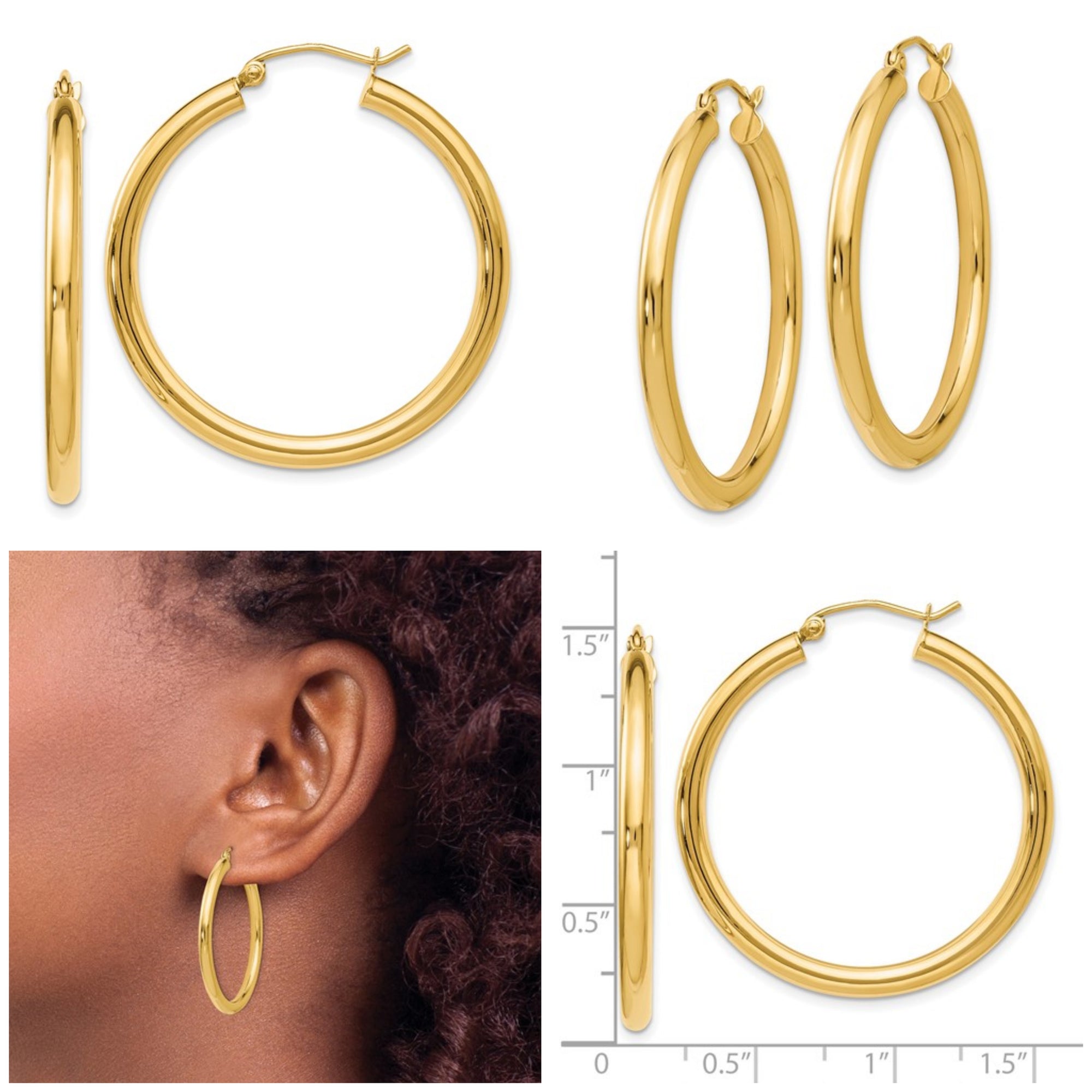 Leslie's 14K Polished 3mm Hoop Earrings