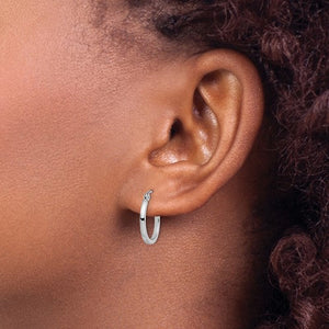 Leslie's 14K White Gold Polished Hoop Earrings - 1.5mm