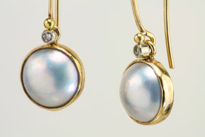 Mabé Pearl & Diamond Gold Earrings