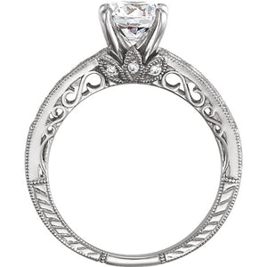 14K White 6.5mm Round 1/2 CTW Diamond Semi-set Engagement Ring 651721
