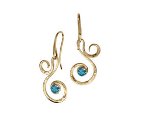 Ed Levin 14kt Gold Fiddlehead Gemstone Earrings