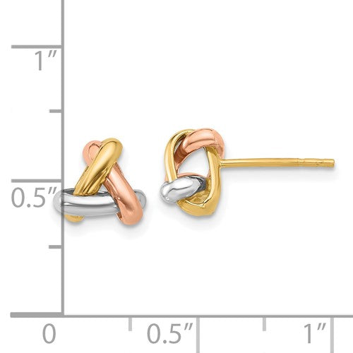 Leslie's 14K Tri-color Polished Love Knot Post Earrings