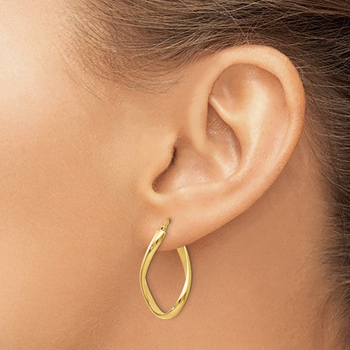 Leslie's 14K Polished Oval Twisted Hoop Earrings