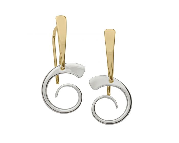 Ed Levin Sterling Silver and 14kt Gold Nautilus Earrings