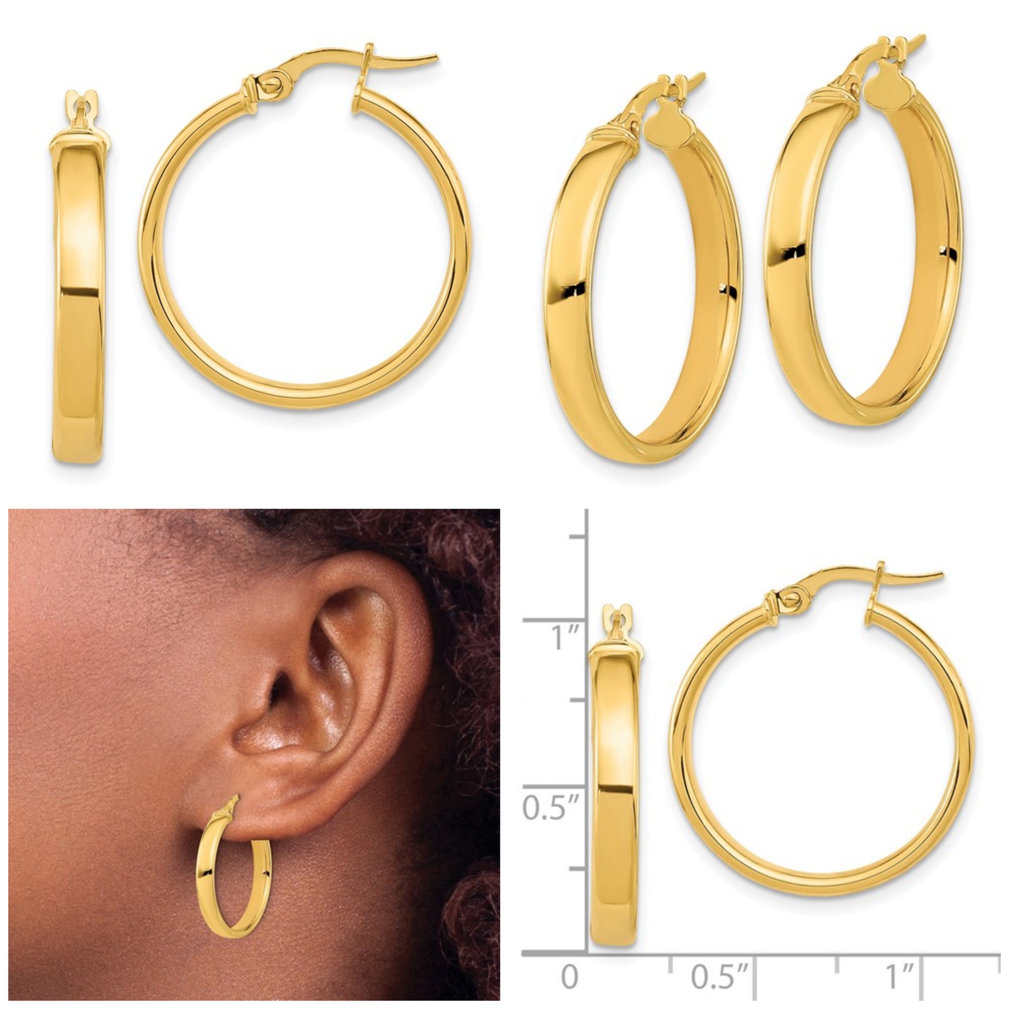 Leslie's 14K Gold 4mm Polished Hoop Earrings