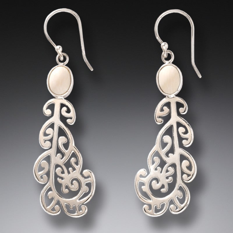 "Moondance" Ancient Mammoth Ivory Tusk Silver Earrings