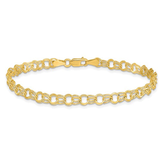 10 Karat Solid Double Link Charm Bracelet