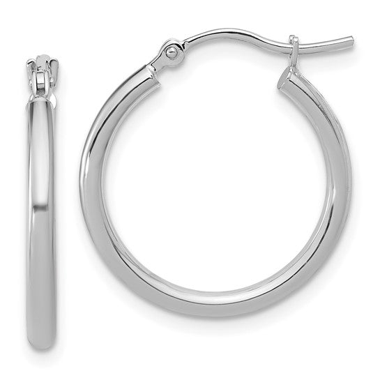 Leslie's 10K White Gold Polished Hinged Hoop Earrings
