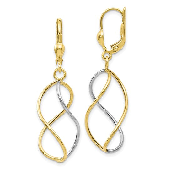 Leslie's 10K Yellow with Rhodium Polished Leverback Earrings