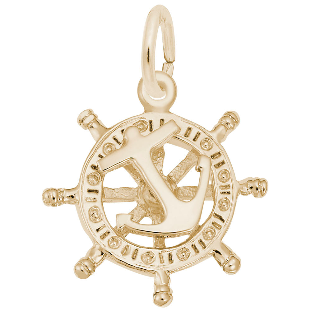 10kt Yellow Gold Wheel Anchor Charm #1668