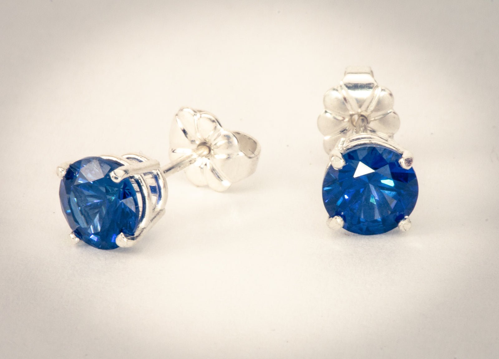 6MM Lab Sapphire Sterling Earring
