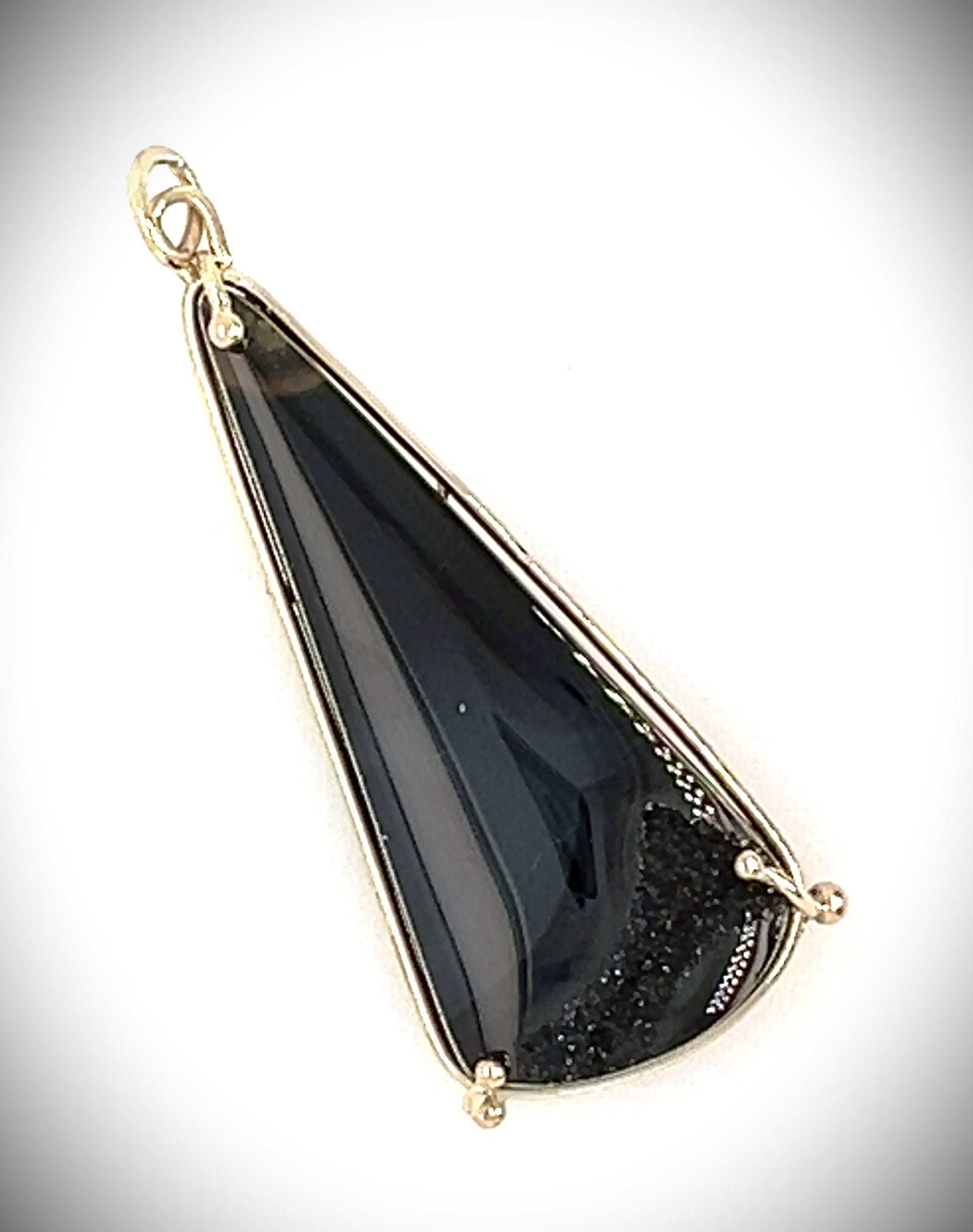 Drusy Black Onyx Gold Pendant