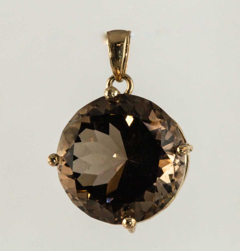 Maine Smokey Quartz, Sapphire Gold Pendant