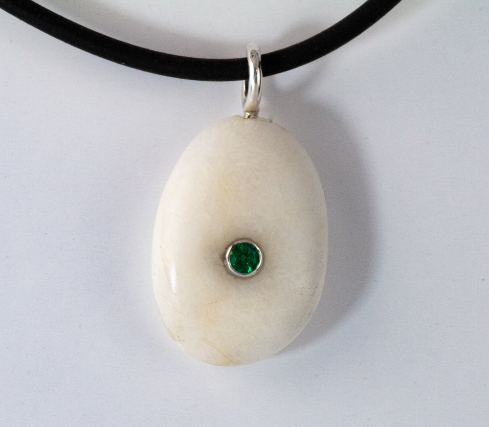 Beach Stone With Emerald