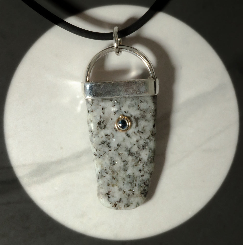 Sapphire Inlayed Granite pendant