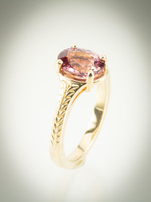 Lotus Garnet Gold Ring