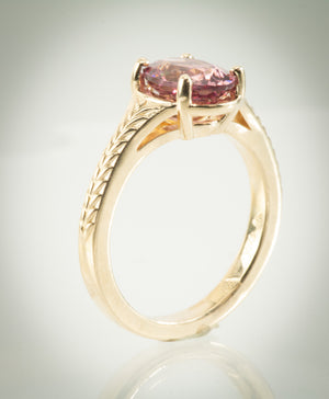 Lotus Garnet Gold Ring