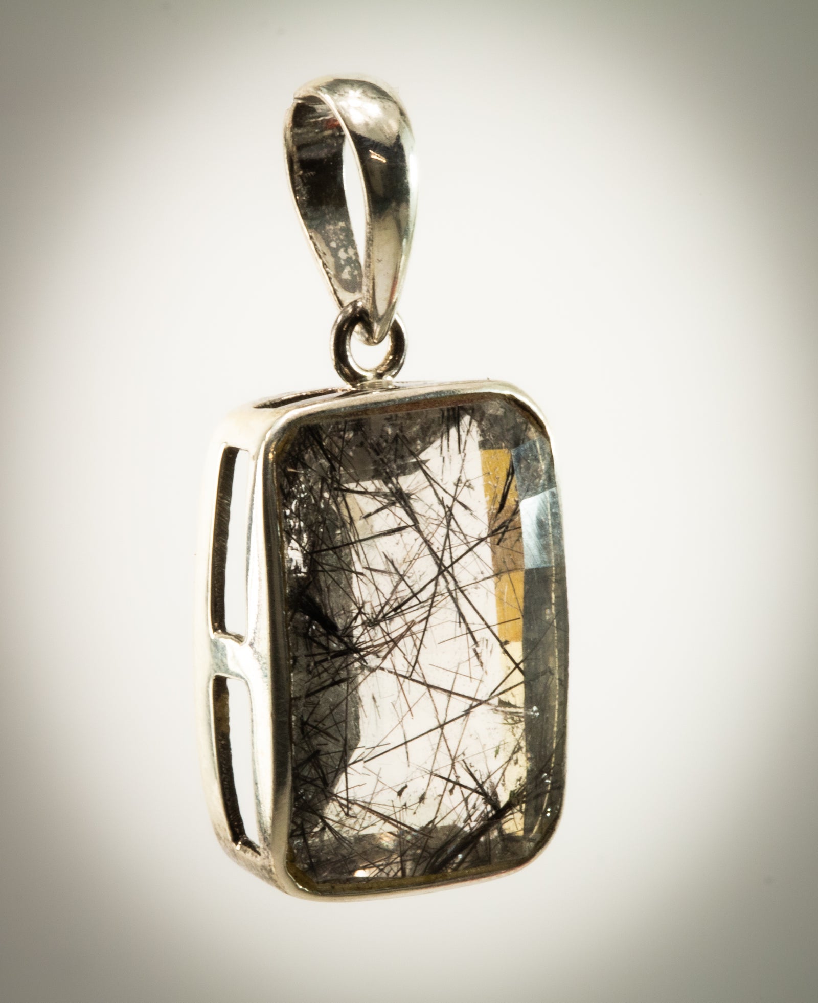 Sterling Tourmalinated Quartz Pendant