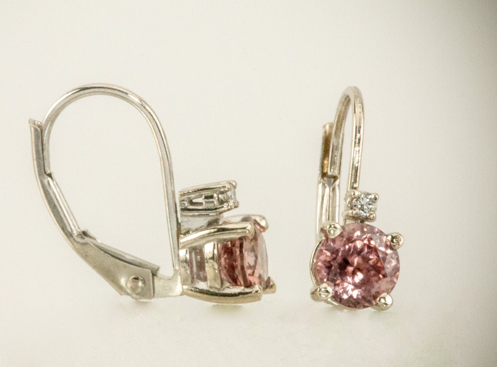 Natural Rise Zircon, Diamond 14ktw Earring