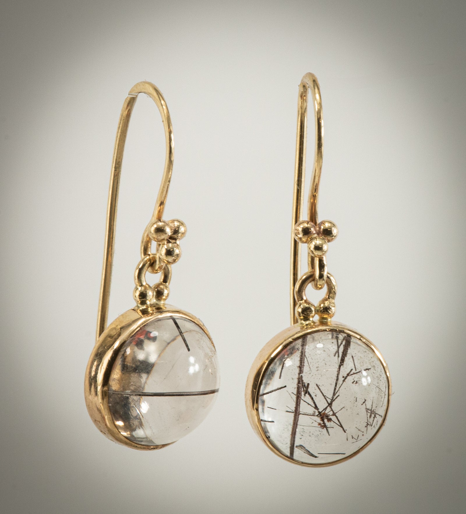 Tourmalinated Quartz 14kt Earrings