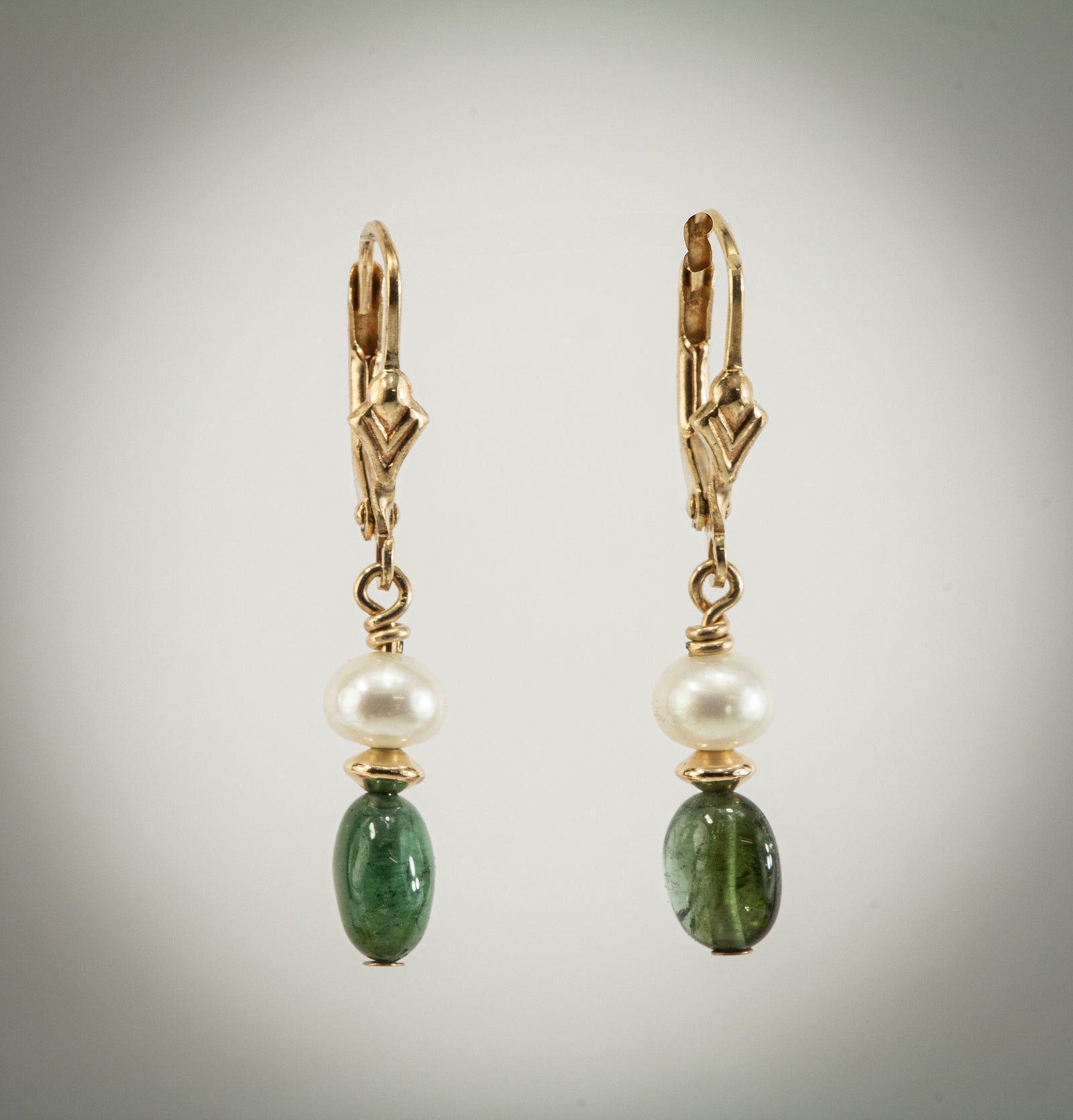 Tourmaline & Pearl 14kt Earring