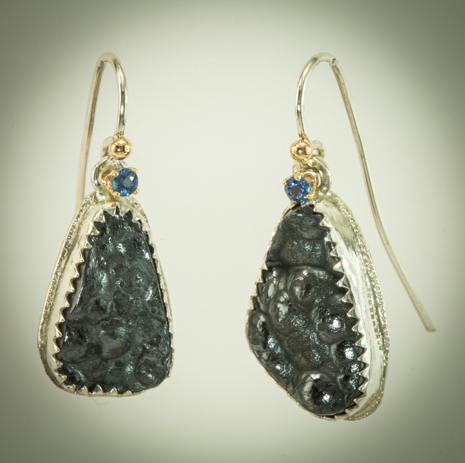 Hematite & Sapphire Earrings