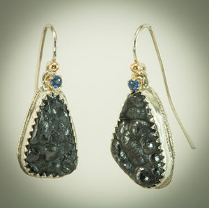 Hematite & Sapphire Earrings
