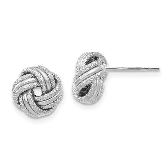 Leslie's 14K with White Rhodium Plating Knot Polished D/C Post Earrings