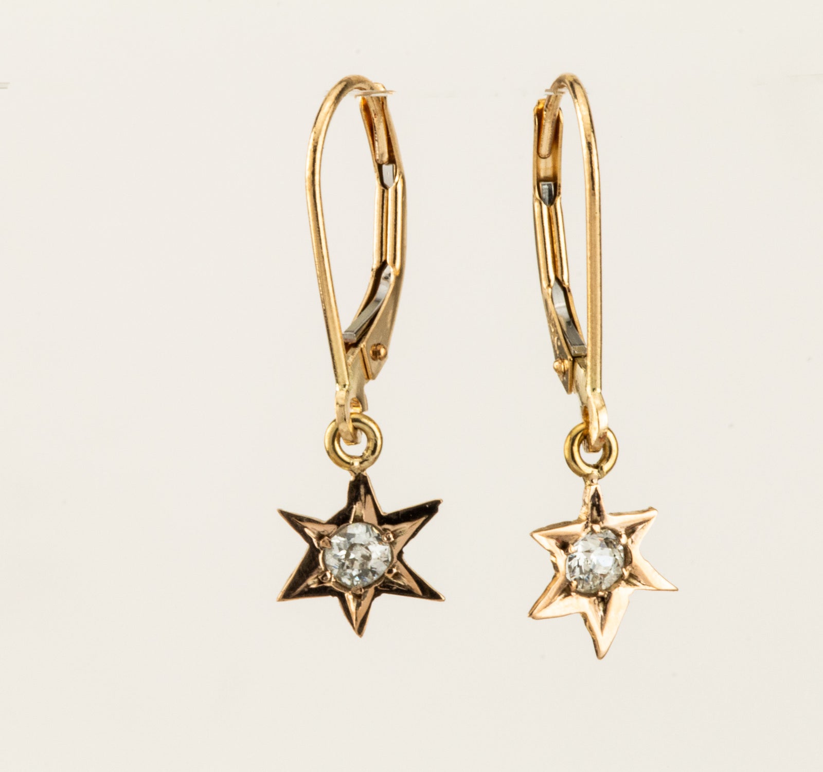 Yellow Gold Stars with Mine Cut Diamonds
