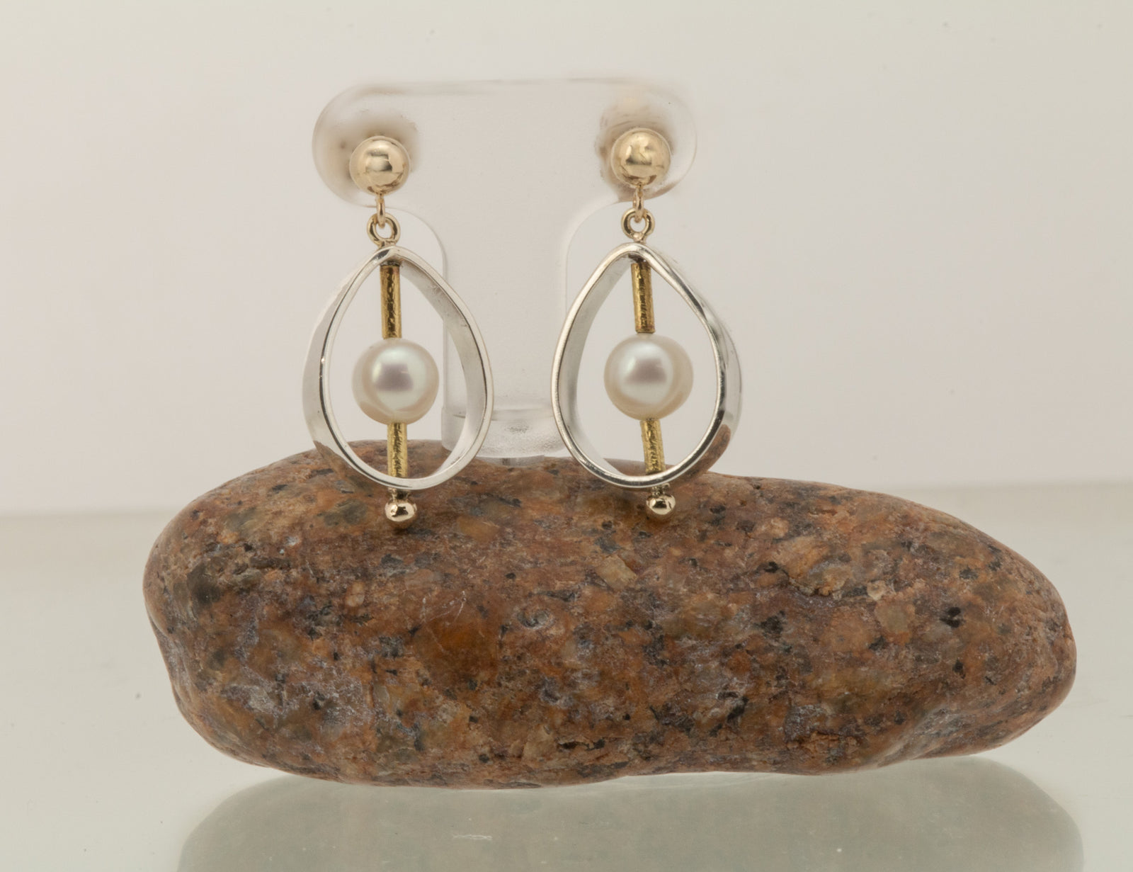 Akoya Pearl Sterling and 14kt Earring