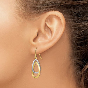 Leslie's 10K Two-tone Polished Shepherd Hook Dangle Earrings