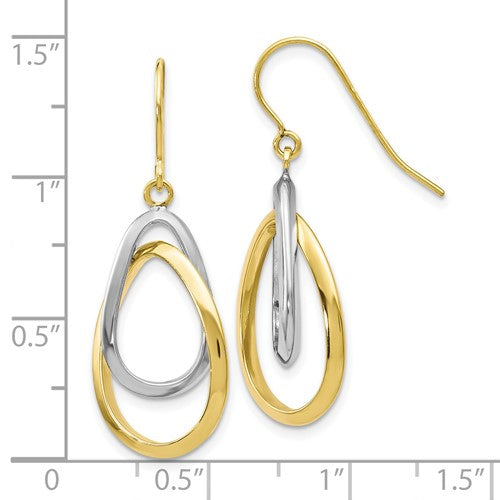 Leslie's 10K Two-tone Polished Shepherd Hook Dangle Earrings