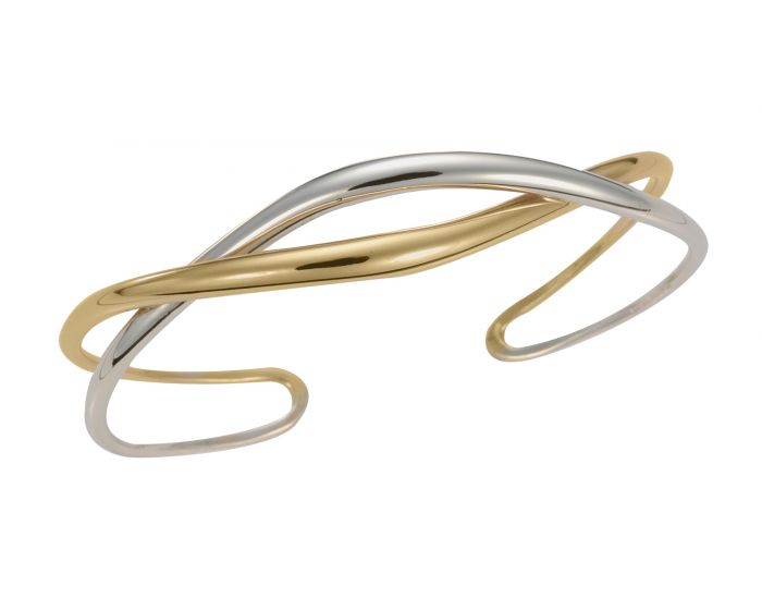 Ed Levin Two Tone 14kt Gold and Sterling Silver Tendril Cuff Bracelet