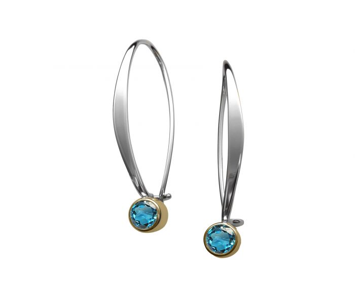 Ed Levin Sterling Silver and 14kt Gold Gemstone Earrings