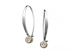 Ed Levin Sterling Silver and 14kt Gold Gemstone Earrings