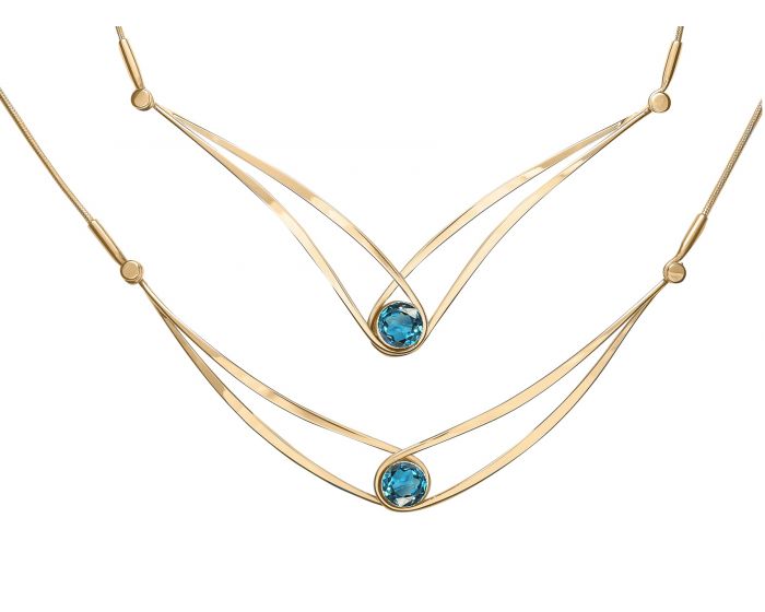 Ed Levin 14kt Gold Gemstone Swing Necklace