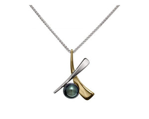 Ed Levin Sterling Silver and 14kt Gold Minuet Pearl Pendant