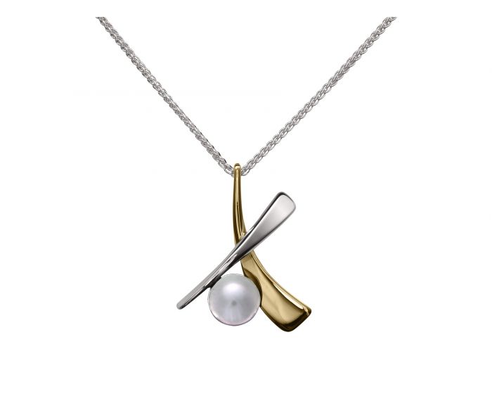Ed Levin Sterling Silver and 14kt Gold Minuet Pearl Pendant