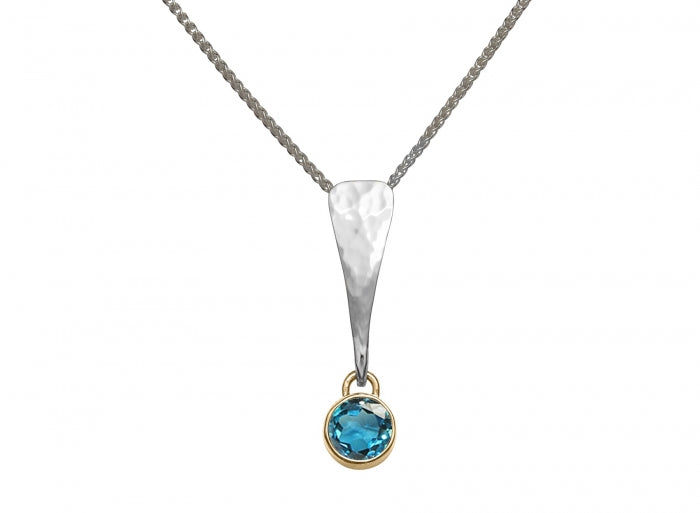 Ed Levin Silver and 14kt Gold Excitement Gemstone Pendant