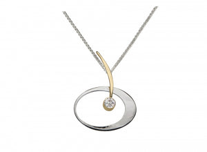 Ed Levin Silver and 14kt Gold Elliptical Elegance Gemstone Pendant
