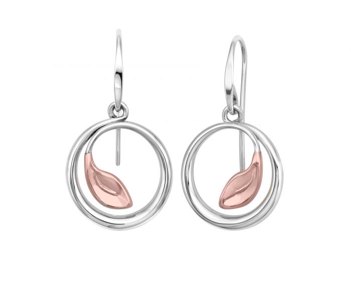 Ed Levin Be-Leaf Sterling Silver and 14kt Rose Gold Earrings