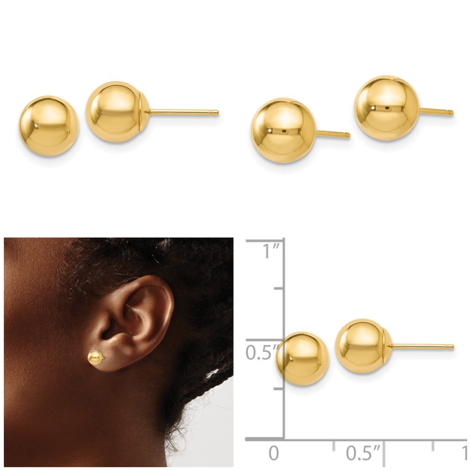 Leslie's 14kt Yellow Gold Polished Ball Post Earrings