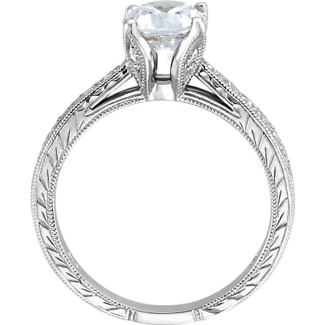 14K White 6.5mm Round 1/6 CTW Diamond Semi-set Engagement Ring 651864