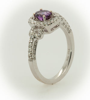 Purple Sapphire & Diamond 18KT Ring