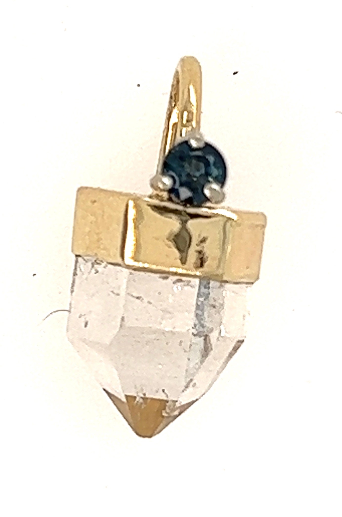 Quartz Crystal & Sapphire Gold Pendant